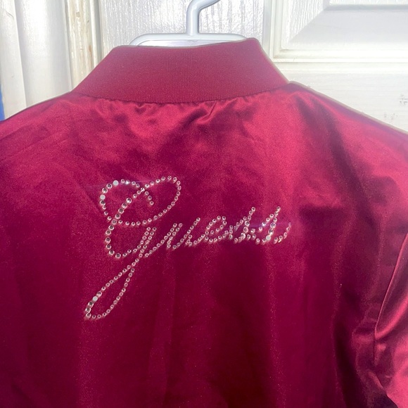 💜guess maroon silk bomber jacket - Picture 1 of 5